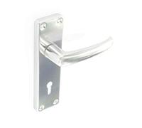 Aluminium Door Handles for Latch, Key Lock and Bathroom Doors on Backplate (Key Lock)