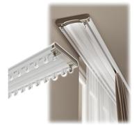 Aluminium Double Curtain Track, 100cm(3.2ft) - 600cm(20ft) Conjoined Curtain Rails, Heavy Duty Sliding Curtain Poles - Ceiling Mount(White,400cm/13.1ft/4 * 100cm)