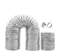 Aluminium Flexible Ventilation Duct. Aluminum Flexible Ventilation Duct Silver 80-200mm 1.5-5m with Hose Clamp and Foil Tape(2m 100mm)