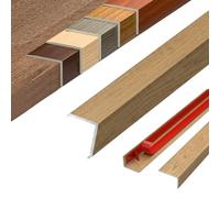 Aluminium Floor Transition Strip, Self Adhesive L Shape Wood Effect Transition Strip, 90 Degree Angle Edge Trim Door Threshold Bar for Laminate Flooring(Light Oak,W25*H10mm*L0.9m)