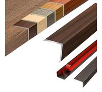 Aluminium Floor Transition Strip, Self Adhesive L Shape Wood Effect Transition Strip, 90 Degree Angle Edge Trim Door Threshold Bar for Laminate Flooring(Light Walnut,W25*H10mm*L0.9m)