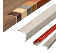 Aluminium Floor Transition Strip, Self Adhesive L Shape Wood Effect Transition Strip, 90 Degree Angle Edge Trim Door Threshold Bar for Laminate Flooring(Misty Oak,W25*H10mm*L0.9m)