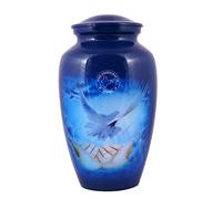 Aluminium Flying Dove Cremation Urn for Human Ashes Adult - Handcrafted Funeral Memorial Urn for Ashes - Large Columbarium Urn - Bag Included (200 Cubic Inches, Bird-4)