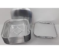 Aluminium Foil 6" Square Roasting Oven Baking Dish Trays with Lids BBQ 158x158x33mm 520cc (4)