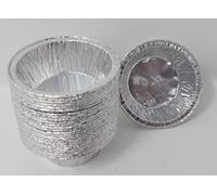 Aluminium Foil Round Mini Pie/Tart/Bakewell Oven Baking Dish Tray BBQ 52x17mm 20cc (500)