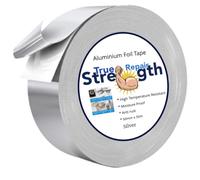 Aluminium Foil Tape - Super Sticky Self Adhesive Foil Tape - Waterproof High Temperature Heat Resistant - Heating Ventilation Systems Kitchen Sink Repairs - HVAC Air Ducts 50mm x 25m Silver
