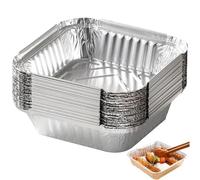 Aluminium Foil Tray 50pcs Non-stick Air Fryer Liner Foil Baking Tray Heat Resistant Food Container for Cooking Baking