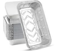 Aluminium Foil Trays with Lids 25pcs, 6A Size Disposable Foil Containers with Extra Strong Lids, Sturdy Reusable Foil Dishes Takeaway Containers for Food Storage, Baking, Lunch, and Party