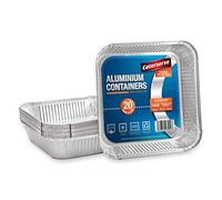 Aluminium Foil Trays with Lids - Large Tin Foil Containers for Roasting, Baking, Broiling, Cooking, Food Storage and Freezing - 9 x 9 inch Square (20 Trays and Lids)
