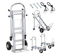 Aluminium Folding Sack Truck, 3 in 1 Multifunctional Transport Trolley, 454 kg Capacity, Durable Rubber Air Tyres, Space-Saving Sack Truck for Use in Supermarket, Garden, Grass, Yard