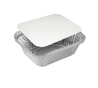 Aluminium Food Containers- 25 Pcs Large Catering Foil Containers with Paper Lids 250ml Tin Foil Catering Containers Durable and Reusable Takeaway Tubs Meal Pre - Microwave/Freezer Safe