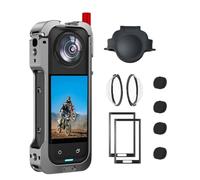 Aluminium Frame Cage for Insta360 X5 - Premium Protection Bundle with Lens Guard, Silicone Cap & 2 x Tempered Glass Screen Protectors