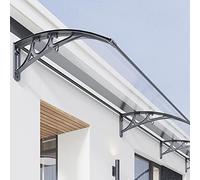 Aluminium Front Door Canopy Awning for Outdoor Window Porch Shade Patio Roof Cover UV Protection PC Transparent Board + Silver Grey Bracket (60 * 100cm)