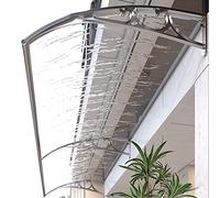 Aluminium Front Door Canopy Window Awning Outdoor Polycarbonate Solid Sheet,Soundproofing Door Awning Porch Awning,Transparent Board + Silver Grey Bracket,Rain Shelter (60x240cm/24"x94")