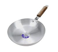 Aluminium Frying Pan with Wooden Handle 28cm Skillet Curry Pan Indian Aluminium Saute Pan Cooking Kitchen Professional Home Restaurant Catering (28cm)