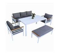 Shatchi Aluminium Frame Outdoor Sofa Set - 5-Piece Garden Lounge Set, White