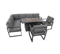 Monstershop Aluminium 7 Seater Garden Furniture Set With Fire Pit in Grey Monstershop Grey