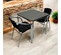 Aluminium Garden Set Square Table & 2 Rattan Chairs Be Furniture
