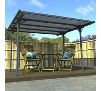 Aluminium Gazebo With Tinted Polycarbonate Roof, Adjustable Posts, Grey, 3.1X2.9M