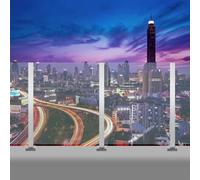 Aluminium Glass Railing Clamp - Deck Railing Support Bracket for Vertical Poolside Glass Post (End Post, 85cm/33.5in) - Durable & Stylish Stair Railing Solution