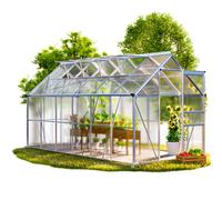 Aluminium greenhouse 12.5x6.2x6.4ft 4 skylights