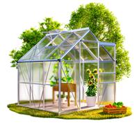 Aluminium greenhouse 190x190x195cm with foundation