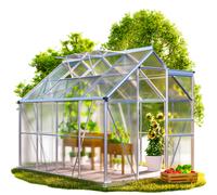 Aluminium greenhouse 250x190x195cm with foundation
