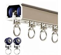 Aluminium Heavy Duty Ceiling Curtain Track,Performance Single Curtain Rods, Silent Single Curtain Rail System for Living Room/Bedroom (Champagne, 3M)