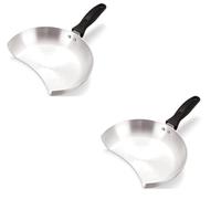 Aluminium Kebab Meat Catcher Pans, Pack of 2 - Medium Duty Doner Meat Catching Tray with Riveted Handle, 24cm Curved Carving Pan for Shawarma & Gyros Machines