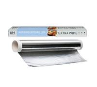 Aluminium Kitchen Foil Roll - 8m x 450mm Extra Wide Heavy Duty, Strong & Durable | Food Safe, Oven, Freezer & Grill Safe | Ideal for Baking, Roasting, Grilling, Wrapping & Catering