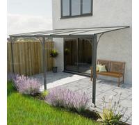 Aluminium Lean To Pergola Gazebo With Tinted Polycarbonate Roof, Grey, 3.0X4.5M