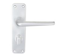 Aluminium Lever on Lock Backplate Satin Anodised Finish Architectural Handle Set for Secure Internal Doors (Bathroom, Boxed)