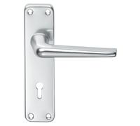 Aluminium Lever on Lock Backplate Satin Anodised Finish Architectural Handle Set for Secure Internal Doors (Lock - Standard, Boxed)
