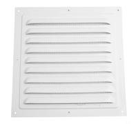 Aluminium Louvered Vent Cover, Square Wall Air Grille for Ceiling or Duct Ventilation, White Metal For HVAC Register for Indoor Outdoor Exhaust and Fresh Air(200x200mm)