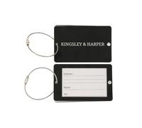 Aluminium Luggage Tags Twin Pack - Durable, Lightweight Travel ID Tags with Paper Insert for Suitcases, Backpacks & Carry-On Bags, Matte Black, Personalized