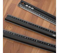 Aluminium Measuring Ruler 20/30/45CM Metal Craft Cutting Ruler with Raised Grip Anti-Slip Design for Students Engineers Architects Teachers Black(45CM)