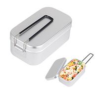 Aluminium Mess Tin, Military Mess Tin, Folding Handle Portable Stainless Steel Light Weight Cooking Bento Box, Easy to Carry, Camping Cutlery, for Outdoor Picnic Camping Hiking Hunting Fishing(Beige)