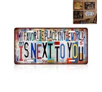 Aluminium Metal Sign, Vintage License Plate Wall Decor, My Favorite Place In the World is Next to You Bar Signs for Home Bar Office Garage Bar Restaurant Living Room Garden Yard, 12 x 6 Inches