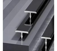 Aluminium Metal T - Floor Transition Strips for Wood and Tiles, Wall Seam Decor Trims, Thresholds, Seam Cover Strip, Bright Light Floors Divider Trim 3Pcs 2.95ft(Black,10mm/0.4inch)