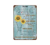 Aluminium Metal Tin Sign Wall Art To My Granddaughter Love Grandma Flowers You Are My Sunshine Life Is Tough Metal Man Cave Bar Pub Club Home Wall Decoration 8 x 12 Inch
