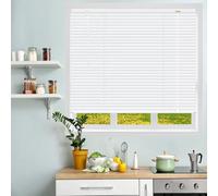 Aluminium Metal Venetian Blinds 1" slats Home Office, W15/20/22/24/30/36" Faux Wood Venetian Blind Indoor Window Darkening Shades,Shutters Cordless,Horizontal Privacy Curtains(White)