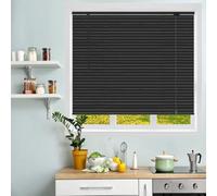 Aluminium Metal Venetian Blinds 1" slats Home Office, W15/20/22/24/30/36" Faux Wood Venetian Blind Indoor Window Darkening Shades,Shutters Cordless,Horizontal Privacy Curtains(Black)