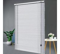 Aluminium Metal Venetian Blinds 25mm Slat Home Office Silver Blackout Horizontal Shades for Windows,Anti-UV Waterproof,with Rope und Pole,Custom,Width × Height (100cm x 130cm(39in x 51in))