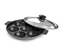 Aluminium Non Stick Cookware Gas Stove Compatible Appam Patra Paniyarakkal Appam Pan Appa Chetty Paniyaram Pan with Lid Pancake Pop Maker Takoyaki Pan - 7 Pits