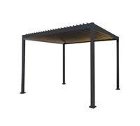 MonsterShop Metal Pergola W/ Led Lights 3M X 4M Anthracite Grey Adjustable Canopy
