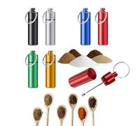 Aluminium Pill Case with Mini Telescopic Spoon Keyring Holder Colours Available (Silver)