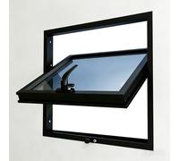 Aluminium Pivot Window 360°, Ultra-Slim 30mm Frame, 5mm Tempered Safety Glass, Universal Install (Horizontal/Vertical), Modern Serving Hatch for Kitchen, Shed & Garage(Matt Black,70x60 cm)
