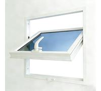 Aluminium Pivot Window 360°, Ultra-Slim 30mm Frame, 5mm Tempered Safety Glass, Universal Install (Horizontal/Vertical), Modern Serving Hatch for Kitchen, Shed & Garage(Signal White,Customize)