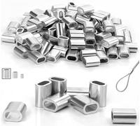 Aluminium Press Clamps, Aluminium Wire Rope Clamp, 4 mm, Aluminium Sleeve, Oval Choke Clamps, Pack of 120 Seals, Crimp Sleeves, Metal Sleeves for Ropes, Wire, Rope Connectors, Steel Cable, Wire Rope
