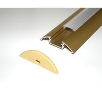 Aluminium Profile for LED Strips/LED Tapes; P4, Anodized Gold Finish, Opal Cover, Set with Two End Caps; Length: 1m / 100cm /1000mm